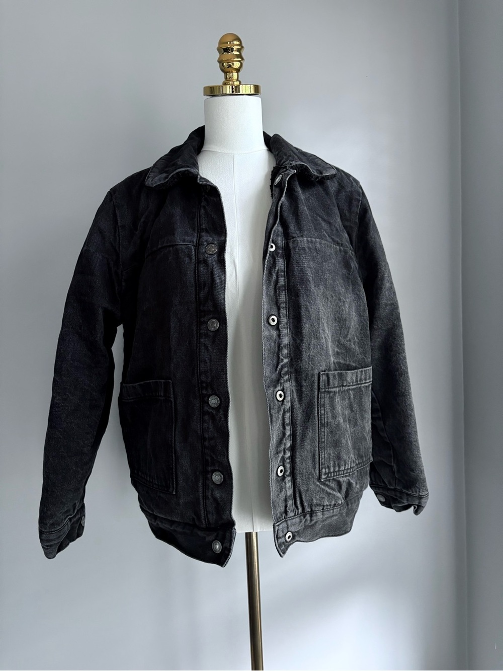 Forever 21 Vintage-Inspired Black Washed Button-Front Jacket